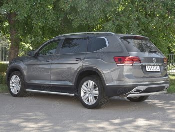 11 599 р. Защита заднего бампера (Ø75х42 мм, нержавейка) Russtal Volkswagen Teramont CA1 дорестайлинг (2016-2020)  с доставкой в г. Майкоп. Увеличить фотографию 2