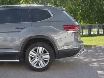 15 249 р. Защита заднего бампера (Ø42 мм волна, нержавейка) SLITKOFF Volkswagen Teramont CA1 дорестайлинг (2016-2020)  с доставкой в г. Майкоп. Увеличить фотографию 3