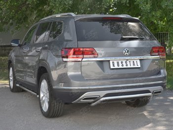 15 249 р. Защита заднего бампера (Ø42 мм волна, нержавейка) SLITKOFF Volkswagen Teramont CA1 дорестайлинг (2016-2020)  с доставкой в г. Майкоп. Увеличить фотографию 4