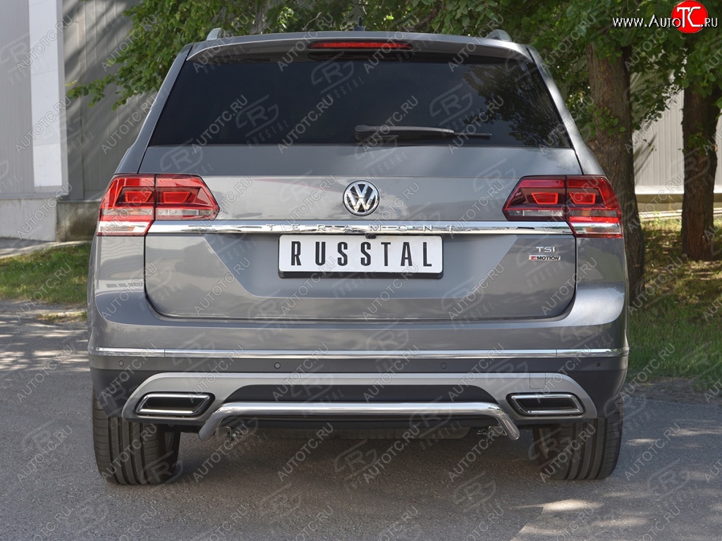 15 249 р. Защита заднего бампера (Ø42 мм волна, нержавейка) SLITKOFF Volkswagen Teramont CA1 дорестайлинг (2016-2020)  с доставкой в г. Майкоп