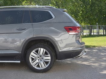 24 649 р. Защита заднего бампера (Ø42 мм, волна+зубы, нержавейка) SLITKOFF Volkswagen Teramont CA1 дорестайлинг (2016-2020)  с доставкой в г. Майкоп. Увеличить фотографию 3
