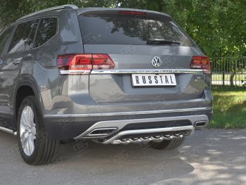 24 649 р. Защита заднего бампера (Ø42 мм, волна+зубы, нержавейка) SLITKOFF Volkswagen Teramont CA1 дорестайлинг (2016-2020)  с доставкой в г. Майкоп. Увеличить фотографию 4