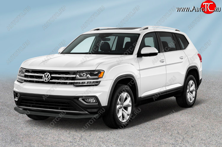 13 389 р. Защита переднего бампера Slitkoff (Ø 57 мм).  Volkswagen Teramont  CA1 (2016-2020) дорестайлинг (Сталь с полимерным покрытием. Цвет: черный)  с доставкой в г. Майкоп