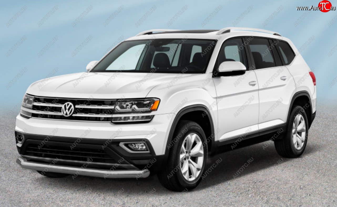 13 449 р. Защита переднего бампера Slitkoff (Ø 76 мм).  Volkswagen Teramont  CA1 (2016-2020) дорестайлинг (Сталь с полимерным покрытием. Цвет: серебристый)  с доставкой в г. Майкоп