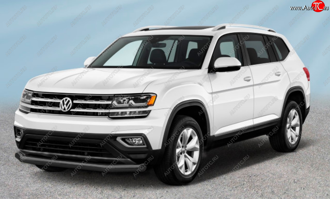 17 299 р. Защита переднего бампера Slitkoff (Ø 76 мм).  Volkswagen Teramont  CA1 (2016-2020) дорестайлинг (Сталь с полимерным покрытием. Цвет: черный)  с доставкой в г. Майкоп