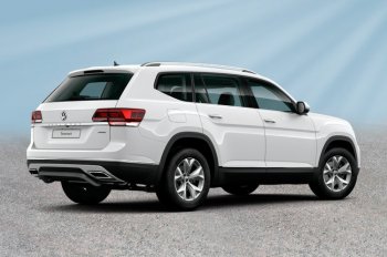 Защита заднего бампера Slitkoff (Ø 57 мм, скоба) Volkswagen Teramont  CA1 (2016-2020) дорестайлинг (Сталь с полимерным покрытием. Цвет: черный)