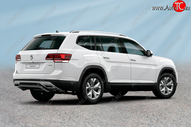 13 399 р. Защита заднего бампера Slitkoff (Ø 57 мм, скоба)  Volkswagen Teramont  CA1 (2016-2020) дорестайлинг (Сталь с полимерным покрытием. Цвет: черный)  с доставкой в г. Майкоп
