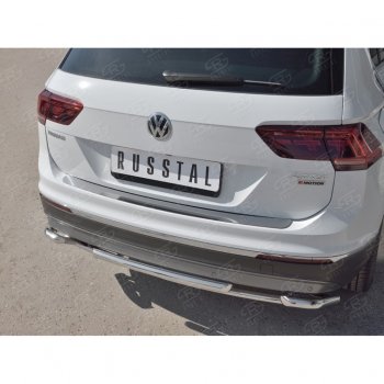 1 479 р. Накладка на задний бампер (лист нерж зеркальный) Russtal Volkswagen Tiguan Mk2 дорестайлинг (2016-2020) (Неокрашенная)  с доставкой в г. Майкоп. Увеличить фотографию 3