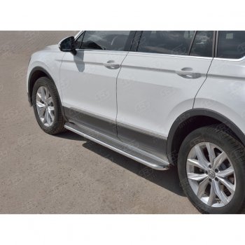 35 549 р. Порожки для ног (труба Ø42) SLITKOFF  Volkswagen Tiguan  Mk2 (2016-2020) дорестайлинг (лист - нержавейка, профиль - нержавейка)  с доставкой в г. Майкоп. Увеличить фотографию 3