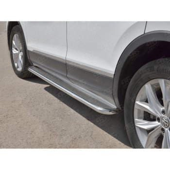 35 549 р. Порожки для ног (труба Ø42) SLITKOFF  Volkswagen Tiguan  Mk2 (2016-2020) дорестайлинг (лист - нержавейка, профиль - нержавейка)  с доставкой в г. Майкоп. Увеличить фотографию 4