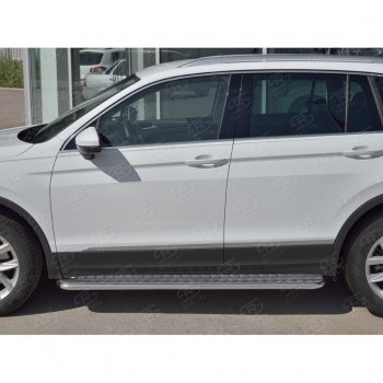 22 999 р. Пороги труба d42 с листом (Лист алюм, проф.сталь) (v2) SLITKOFF  Volkswagen Tiguan  Mk2 (2016-2020) дорестайлинг  с доставкой в г. Майкоп. Увеличить фотографию 2