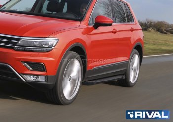 9 499 р. Порожки для ног Rival Volkswagen Tiguan Mk2 рестайлинг (2020-2022) (Чёрные)  с доставкой в г. Майкоп. Увеличить фотографию 4
