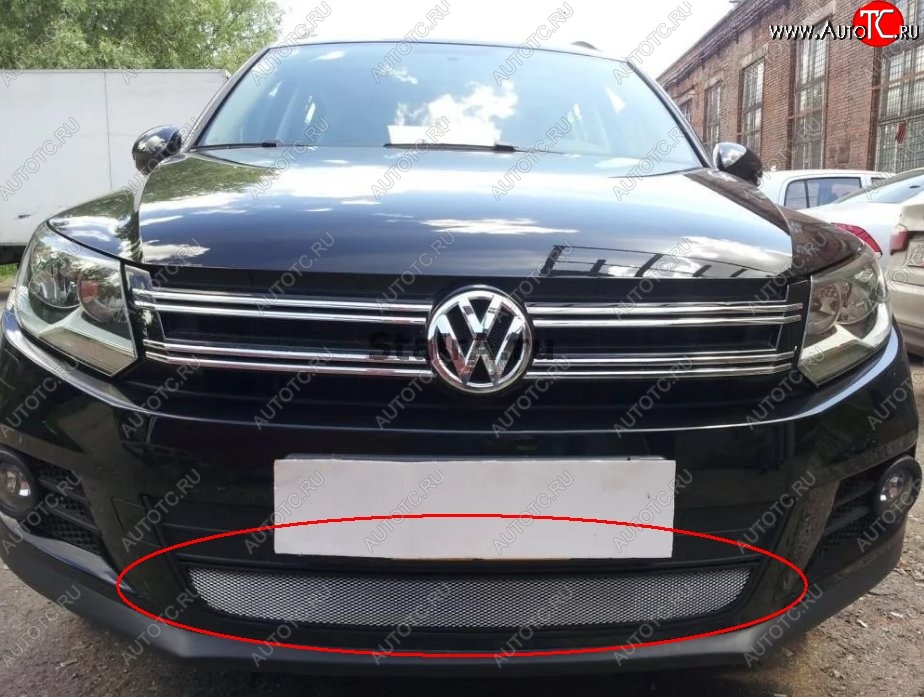 2 799 р. Защитная решётка в воздуховод автомобиля Russtal (хром) Volkswagen Tiguan Mk2 дорестайлинг (2016-2020)  с доставкой в г. Майкоп