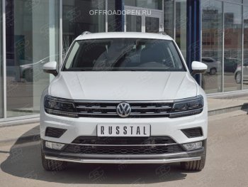 15 549 р. Защита переднего бампера (Ø42 мм, нержавейка, NOT OFF ROAD) SLITKOFF Volkswagen Tiguan Mk2 дорестайлинг (2016-2020)  с доставкой в г. Майкоп. Увеличить фотографию 4