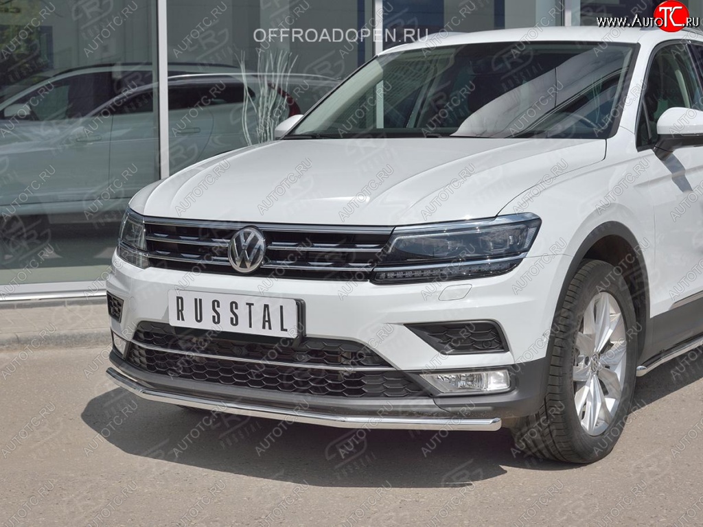 15 549 р. Защита переднего бампера (Ø42 мм, нержавейка, NOT OFF ROAD) SLITKOFF Volkswagen Tiguan Mk2 дорестайлинг (2016-2020)  с доставкой в г. Майкоп