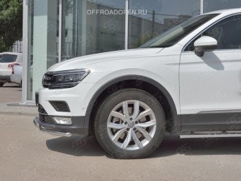 17 399 р. Защита переднего бампера (2 трубы Ø42 мм, нержавейка, NOT OFF ROAD) SLITKOFF Volkswagen Tiguan Mk2 дорестайлинг (2016-2020)  с доставкой в г. Майкоп. Увеличить фотографию 4