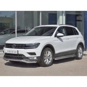 17 649 р. Защита переднего бампера (Ø63 мм волна, нержавейка) SLITKOFF Volkswagen Tiguan Mk2 дорестайлинг (2016-2020)  с доставкой в г. Майкоп. Увеличить фотографию 3