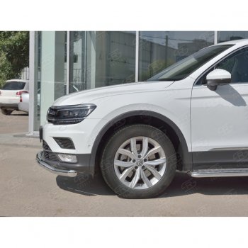 17 649 р. Защита переднего бампера (Ø63 мм волна, нержавейка) SLITKOFF Volkswagen Tiguan Mk2 дорестайлинг (2016-2020)  с доставкой в г. Майкоп. Увеличить фотографию 4
