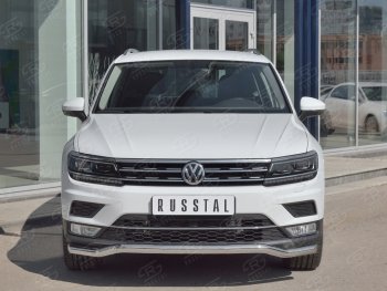 Защита переднего бампера (Ø63 мм волна, нержавейка) SLITKOFF Volkswagen Tiguan  Mk2 (2016-2020) дорестайлинг