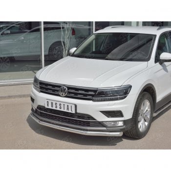 16 249 р. Защита переднего бампера (Ø63 мм, нержавейка, NOT OFF ROAD) SLITKOFF Volkswagen Tiguan Mk2 дорестайлинг (2016-2020)  с доставкой в г. Майкоп. Увеличить фотографию 2