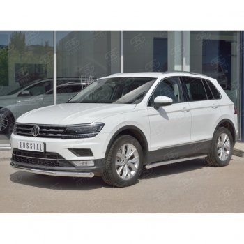 16 249 р. Защита переднего бампера (Ø63 мм, нержавейка, NOT OFF ROAD) SLITKOFF Volkswagen Tiguan Mk2 дорестайлинг (2016-2020)  с доставкой в г. Майкоп. Увеличить фотографию 3