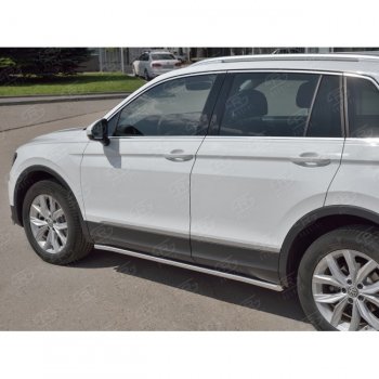 17 299 р. Защита порогов из круглой трубы диаметром 42 мм SLITKOFF v1  Volkswagen Tiguan  Mk2 (2016-2020) дорестайлинг  с доставкой в г. Майкоп. Увеличить фотографию 2