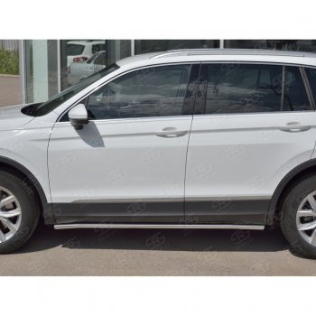 17 299 р. Защита порогов из круглой трубы диаметром 63 мм SLITKOFF v3  Volkswagen Tiguan  Mk2 (2016-2020) дорестайлинг  с доставкой в г. Майкоп. Увеличить фотографию 2