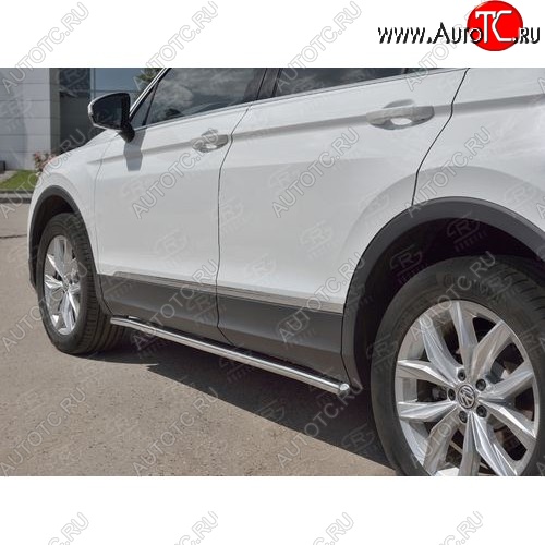 17 299 р. Защита порогов из круглой трубы диаметром 63 мм SLITKOFF v3  Volkswagen Tiguan  Mk2 (2016-2020) дорестайлинг  с доставкой в г. Майкоп