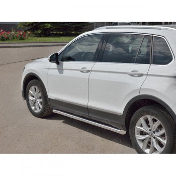 19 999 р. Защита порогов из круглой трубы диаметром 63 мм SLITKOFF v1  Volkswagen Tiguan  Mk2 (2016-2020) дорестайлинг  с доставкой в г. Майкоп. Увеличить фотографию 2