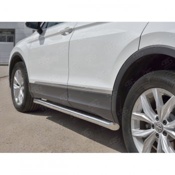 19 999 р. Защита порогов из круглой трубы диаметром 63 мм SLITKOFF v1  Volkswagen Tiguan  Mk2 (2016-2020) дорестайлинг  с доставкой в г. Майкоп. Увеличить фотографию 3