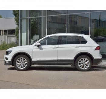 18 799 р.  Защита порогов (Ø63 мм, секции) SLITKOFF  Volkswagen Tiguan  Mk2 (2016-2020) дорестайлинг (Вариант 2 (пластиковые заглушки))  с доставкой в г. Майкоп. Увеличить фотографию 3
