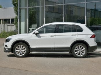 19 999 р. Защита порогов из круглой трубы диаметром 63 мм SLITKOFF v3  Volkswagen Tiguan  Mk2 (2016-2020) дорестайлинг  с доставкой в г. Майкоп. Увеличить фотографию 3