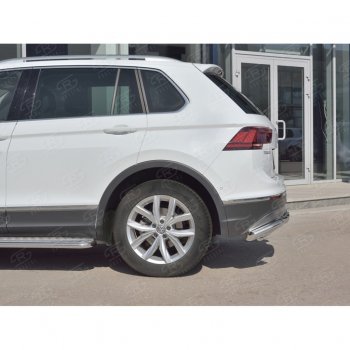 24 999 р. Защита заднего бампера (Ø63/42/63 мм, нержавейка, NOT OFF ROAD) SLITKOFF Volkswagen Tiguan Mk2 дорестайлинг (2016-2020)  с доставкой в г. Майкоп. Увеличить фотографию 3