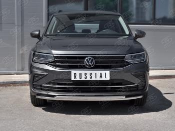 19 299 р. Защита переднего бампера (2 трубы Ø42, нержавейка, NOT R-LINE)  Volkswagen Tiguan  Mk2 (2020-2022) рестайлинг  с доставкой в г. Майкоп. Увеличить фотографию 2