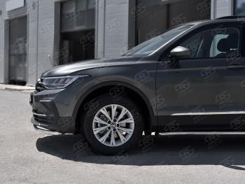15 499 р. Защита переднего бампера (Ø42 мм нержавейка, NOT R-LINE) SLITKOFF  Volkswagen Tiguan  Mk2 (2020-2022) рестайлинг (полированная нержавейка)  с доставкой в г. Майкоп. Увеличить фотографию 3