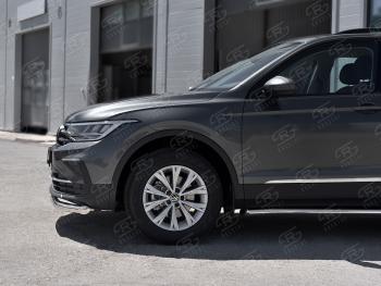 16 599 р. Защита переднего бампера (Ø63 мм, нержавейка, NOT R-LINE) SLITKOFF  Volkswagen Tiguan  Mk2 (2020-2022) рестайлинг  с доставкой в г. Майкоп. Увеличить фотографию 3