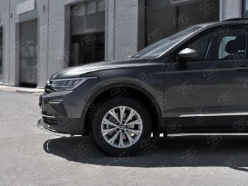 16 299 р. Защита переднего бампера (Ø42 мм волна, нержавейка, NOT R-LINE) SLITKOFF  Volkswagen Tiguan  Mk2 (2020-2022) рестайлинг  с доставкой в г. Майкоп. Увеличить фотографию 2