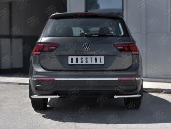 12 699 р. Защита заднего бампера (Ø42 мм уголки, нержавейка, NOT R-LINE) SLITKOFF  Volkswagen Tiguan  Mk2 (2020-2022) рестайлинг (полированная нержавейка)  с доставкой в г. Майкоп. Увеличить фотографию 2
