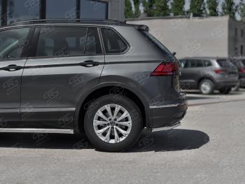 12 699 р. Защита заднего бампера (Ø42 мм уголки, нержавейка, NOT R-LINE) SLITKOFF  Volkswagen Tiguan  Mk2 (2020-2022) рестайлинг (полированная нержавейка)  с доставкой в г. Майкоп. Увеличить фотографию 3