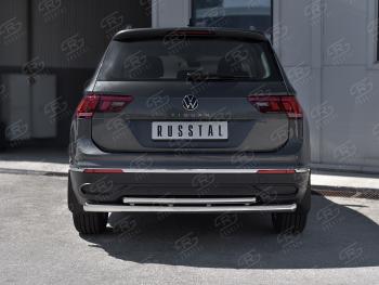 16 399 р. Защита заднего бампера (Ø63 и 42 мм, нержавейка, NOT R-LINE) SLITKOFF  Volkswagen Tiguan  Mk2 (2020-2022) рестайлинг  с доставкой в г. Майкоп. Увеличить фотографию 2