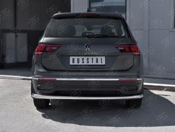 16 349 р. Защита заднего бампера (Ø63 мм, нержавейка, NOT R-LINE) SLITKOFF  Volkswagen Tiguan  Mk2 (2020-2022) рестайлинг  с доставкой в г. Майкоп. Увеличить фотографию 2
