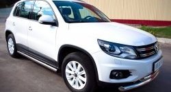 70 999 р. Защита порогов из круглой трубы диаметром 63 мм (Track & Field) Russtal Volkswagen Tiguan NF рестайлинг (2011-2017) (Защита порогов с со скосами на торцах (вариант 1))  с доставкой в г. Майкоп. Увеличить фотографию 8