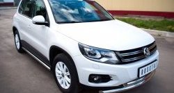 70 999 р. Защита порогов из круглой трубы диаметром 63 мм (Track & Field) Russtal Volkswagen Tiguan NF рестайлинг (2011-2017) (Защита порогов с со скосами на торцах (вариант 1))  с доставкой в г. Майкоп. Увеличить фотографию 12