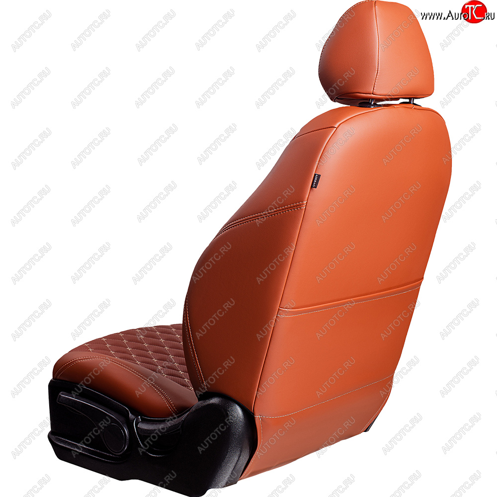 13 949 р. Чехлы для сидений Lord Autofashion Байрон (экокожа, 60/40, со столом).)  Volkswagen Tiguan  NF (2006-2017) дорестайлинг, рестайлинг (Коричневый, вставка коричневая, строчка бежевая)  с доставкой в г. Майкоп