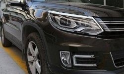 4 749 р. Реснички на фары (рестайлинг) CT v2 Volkswagen Tiguan NF рестайлинг (2011-2017) (Неокрашенные)  с доставкой в г. Майкоп. Увеличить фотографию 3