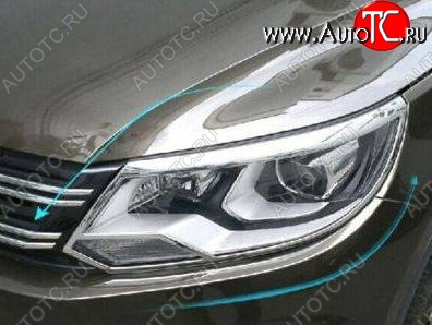 4 749 р. Реснички на фары (рестайлинг) CT v2 Volkswagen Tiguan NF рестайлинг (2011-2017) (Неокрашенные)  с доставкой в г. Майкоп