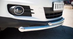 15 249 р. Защита переднего бампера (2 трубыØ63 и 42 мм, нержавейка) SLITKOFF  Volkswagen Tiguan  NF (2011-2017) рестайлинг  с доставкой в г. Майкоп. Увеличить фотографию 2