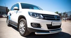 15 249 р. Защита переднего бампера (2 трубыØ63 и 42 мм, нержавейка) SLITKOFF  Volkswagen Tiguan  NF (2011-2017) рестайлинг  с доставкой в г. Майкоп. Увеличить фотографию 3