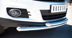 18 449 р. Защита переднего бампера (2 трубыØ63 мм, нержавейка) SLITKOFF Volkswagen Tiguan NF рестайлинг (2011-2017)  с доставкой в г. Майкоп. Увеличить фотографию 2