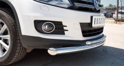 15 999 р. Защита переднего бампера (2 трубыØ76 и 42 мм, нержавейка) SLITKOFF Volkswagen Tiguan NF рестайлинг (2011-2017)  с доставкой в г. Майкоп. Увеличить фотографию 2